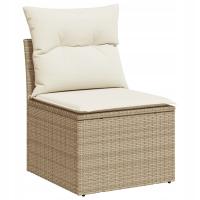 Beżowa sofa ogrodowa z poduszkami 55 x 62 x 69 cm, rattan PE