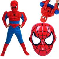 STRÓJ SPIDERMAN Maska TRZYCZĘŚCIOWY Zestaw MIĘŚNIE 4-6 Lat 110-116 S