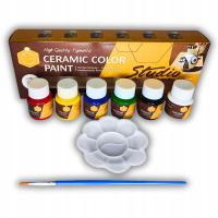 Farby Do Ceramiki Szkła Porcelany Zestaw Farb 6x25 ml Paleta Pędzelek