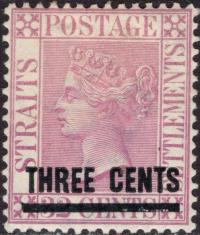 kol.bryt.Straits Settlements QV 3 c.czysty *