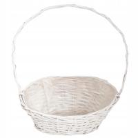 KOSZ WIKLINOWY PREZENTOWY UPOMINKOWY BIAŁY ŚREDNI KOSZYCZEK ŚWIĘTA 44 CM