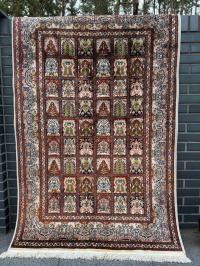 Винтажный Шелковый тканый персидский ковер GHOUM / GHOM 200x125 галерея 13k