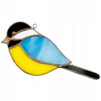 Ptasia dekoracja Sikorka witrażowa Prezent z motywem ptaka Kolorowa sikorka