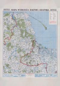 Stara mapa Wybrzeża Bałtyku i Gdańska specjalna Karpowicza - 1939 - 30x21