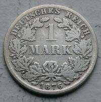 NIEMCY - 1 MARKA 1876 r. D - SREBRO Ag