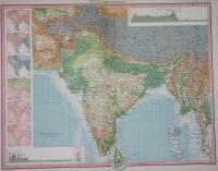 1905 DUŻA oryginał MAPA INDIE HIMALAJE TYBET Nepal Bhutan Pakistan CEJLON