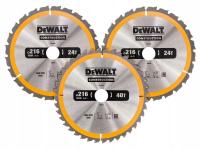 zestaw 3szt. tarcz pilarskich do drewna 216mm CONSTRUCTION DeWALT DT1962-QZ