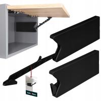 PODNOŚNIK MEBLOWY UNIWERSALNY LIFT SZAFEK FRONTÓW CZARNY PVC MIĘKKI DOMYK