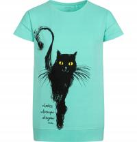 Tunika bluzka dziewczęca bawełniana zielona Czarny Kot Endo