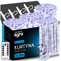 KURTYNA ŚWIETLNA NA OKNO 300 LED 3x3m LAMPKI BIAŁE ZIMNE GIRLANDA + PILOT