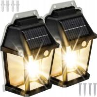 2x Lampa solarna LED zewnętrzna Żarówka czujnikiem ruchu zmierzchu ogrodowa