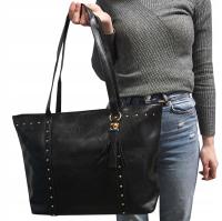 DUŻA TOREBKA TORBA DAMSKA NA RAMIĘ CZARNA MIEJSKA DO PRACY POJEMNA SHOPPER