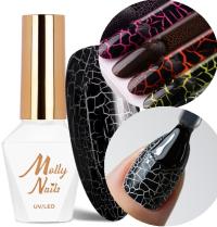 PĘKAJĄCY LAKIER HYBRYDOWY Molly Nails Crackle Gel black czarny Nr158