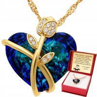 ZŁOTY NASZYJNIK KRYSZTAŁ RÓŻA SERCE ZAWIESZKA Srebro 925 Grawer na Prezent