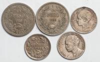 Hiszpania, Kuba, Chile, peso, centavos, peseta, lata 1900 - 1953, 5 sztuk
