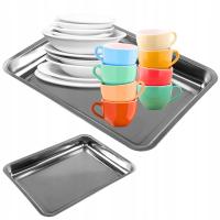 Taca Metalowa Patera Nierdzewna Tacka Duża Prostokątna Głęboka 40x30 TC4