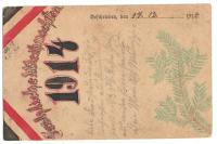 Francja odręczna karta swiąteczna żołnierza niem. na Boże Narodzenie 1914r