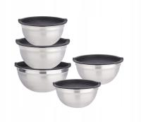 Zestaw MISKI NIERDZEWNE z Pokrywkami PUDEŁKA Cheffinger 16/18/20/22/24 cm