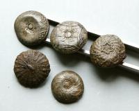 STARE GUZIKI OZDOBNE ODLEWANE B.B.CIEKAWE ZESTAW 5 SZT.