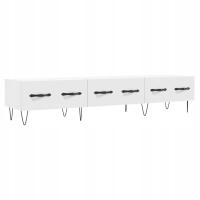 Szafka TV BIAŁA 150x36x30 - Drewnopochodna, 3 szuflady, żelazne nogi