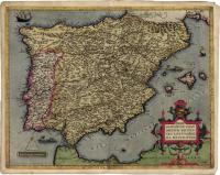 Испания и Португалия карта 30x40cm 1592r. M10