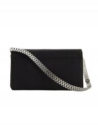 SATYNOWA TOREBKA NA RAMIĘ CZARNA ŁANCUSZEK KOPERTÓWKA GŁADKA 22 X 12