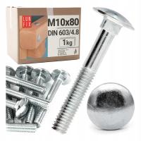 Śruba zamkowa M10 80mm DIN603 kl. 4.8 ocynkowana 1kg