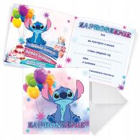 Zaproszenia dla Dzieci na Urodziny Stich z balonami Koperta Biała aZ13