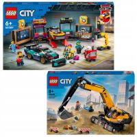 LEGO City 60389 Warsztat tuningowania samochodów 60420 Żółta koparka