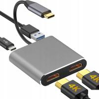 Переходник USB C-2xHDMI USB 3.0 USB PD 4K