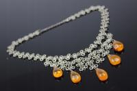 NASZYJNIK ALPAKA Z NATURALNYM BURSZTYNEM