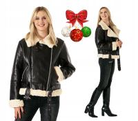 Ciepła Kurtka Damska PILOTKA Ocieplona Futerkiem Zimowa Święta 81057-1