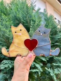 Świecznik witraż koty Ozdoba z kotami pokój dziecięcy świecznik tealighty