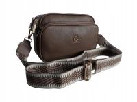 Torebka Listonoszka Damska Szaro-Brązowy Kuferek na Ramię Miejski