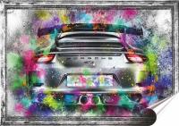 Porsche Plakat Samoprzylepny-Folia (motyw metalowego szyldu)#14518