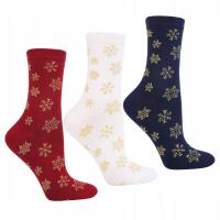 Skarpety ŚWIĄTECZNE Damskie Na Prezent Mikołaj Święta 3-pak 35/38 MORAJ