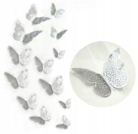 Серебряные бабочки 3D украшение для стены 12шт.