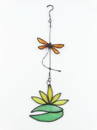 Zawieszka witrażowa WAŻKI I ŻÓŁTE LILIE