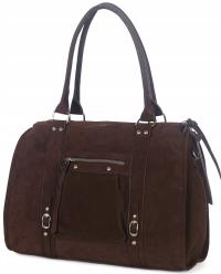 Flora&Co torebka kuferek xxl zamsz CZEKOLADOWA elegancka CASUAL PREMIUM