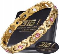 ЗОЛОТОЙ БРАСЛЕТ ЗДОРОВЬЯ ЖЕНЩИН МАГНИТНЫЙ СИЛЬНЫЙ С КУБИЧЕСКИМ ЦИРКОНИЕМ ОРИГИНАЛ