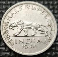 *INDIE BRTYJSKIE [1416]*1/2 Rupii 1946 Kr Jerzy VI