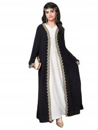 SHEIN NARZUTKA DŁUGA CZARNA ZŁOTE KORONKOWE OBSZYCIA 158/14Y__158