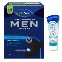 TENA MEN ACTIVE EXTRA męskie wkładki 14szt czarne M Krem pielęgnacja 20ml