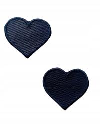 Komplet 2 Naszywek SERCE granatowe Termo Łaty na Ubranie Kreatywne Ozdoby