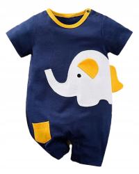 Rampers niemowlęcy „Słonik” – granatowy | 100% bawełna 62