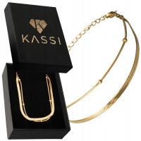 Pozłacana Bransoletka Damska ze Stali Szlachetnej Wielowarstwowa z Kulkami