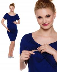 MY TUMMY sukienka ciążowa midi krótki rękaw niebieski