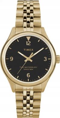 Злотый Timex Waterbury TW2R69300 женские часы браслет, черный циферблат