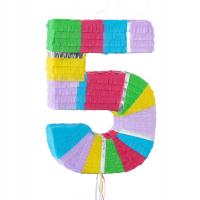 Piniata cyfra 5 pięć urodzinowa tęczowa pastelowa XXL + GRATISY