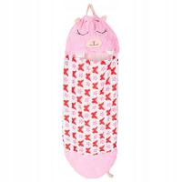 Śpiwór do spania dla dzieci turystyczny poduszka 2w1 125x50cm różowy